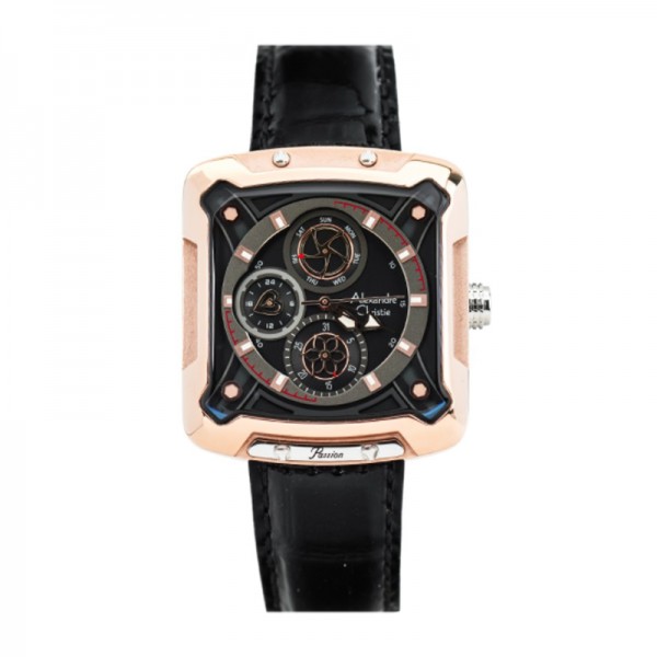 Alexandre Christie AC 3030 Rosegold Black Leather BFLTRBABA